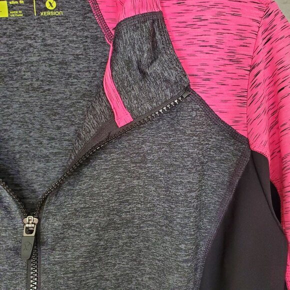 EUC Xersion Athletic Zip-up Jacket Black/Grey/Pink Workout Women's Large - Picture 8 of 11